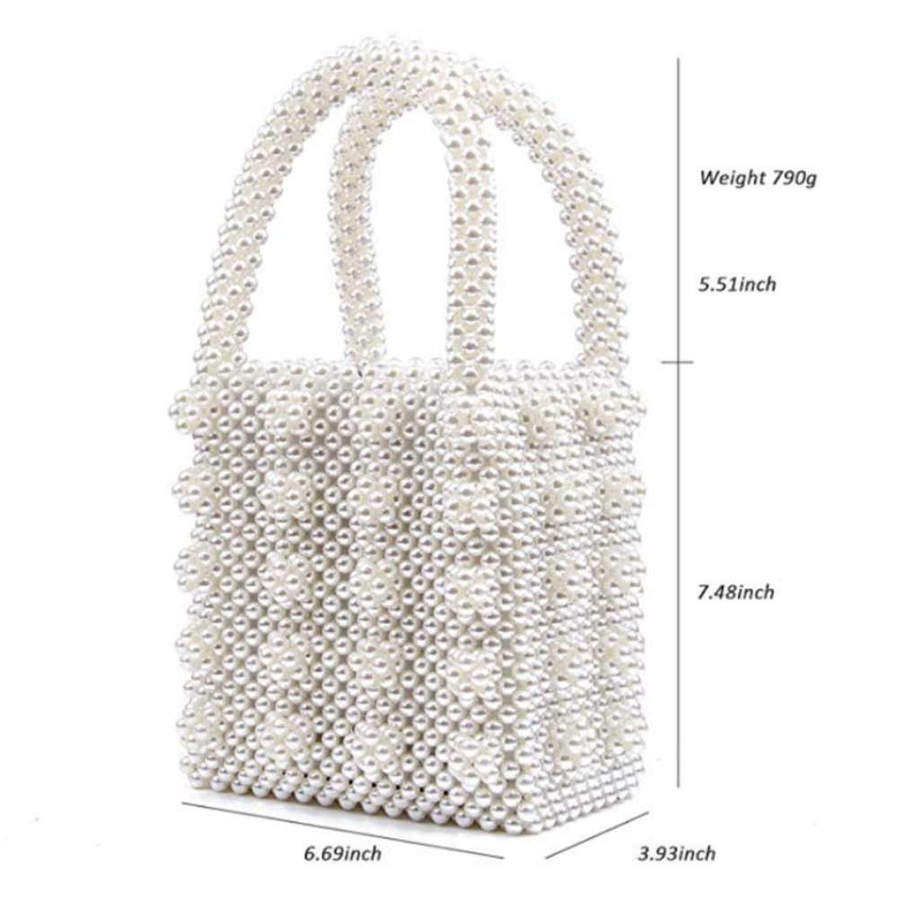 Beaded Handbags Handmade Weave Pearls Tote - Picture 6 of 8